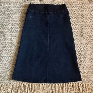 Modest denim midi skirt